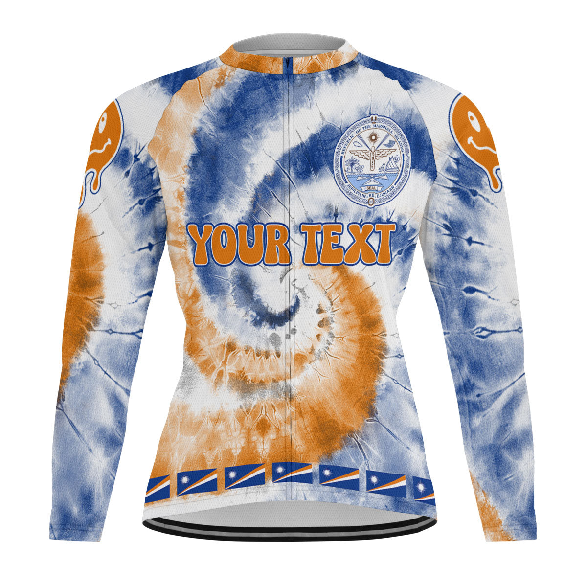 Marshall Islands Raglan Men Cycling Jersey Long Sleeve Custom Tie Dye Style 2