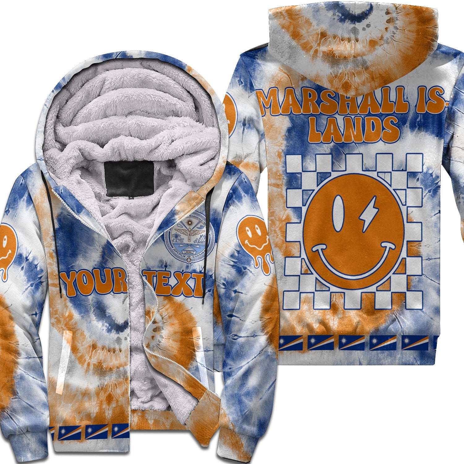 Marshall Islands Sherpa Hoodie Custom Tie Dye Style 1