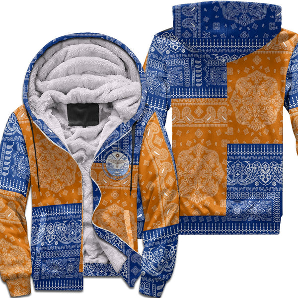 Marshall Islands Sherpa Hoodie Flag And Paisley Basic Style 1