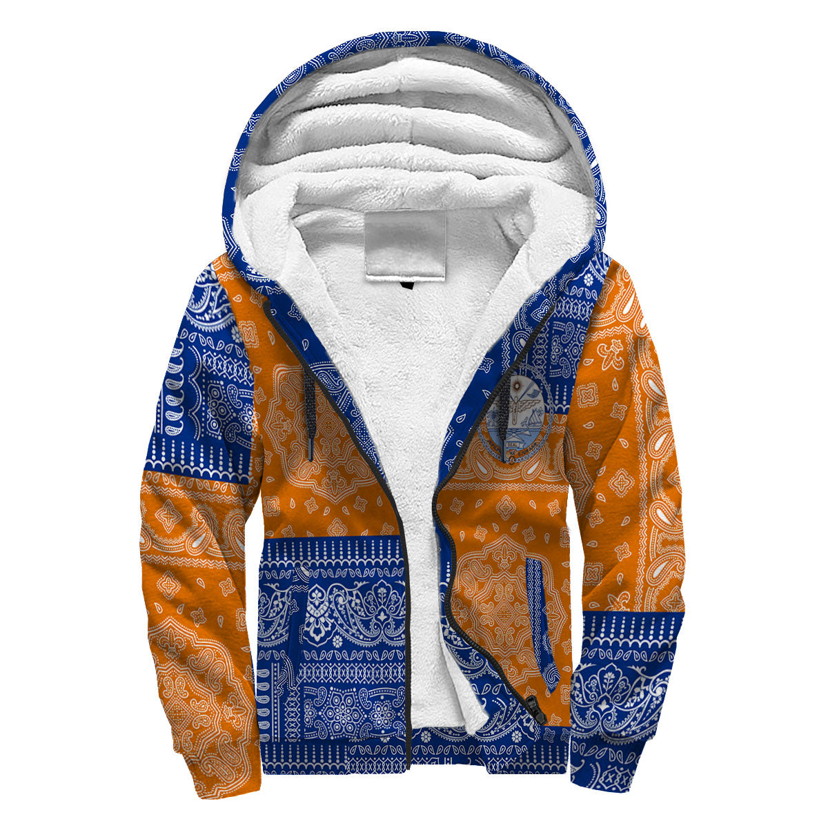 Marshall Islands Sherpa Hoodie Flag And Paisley Basic Style 3