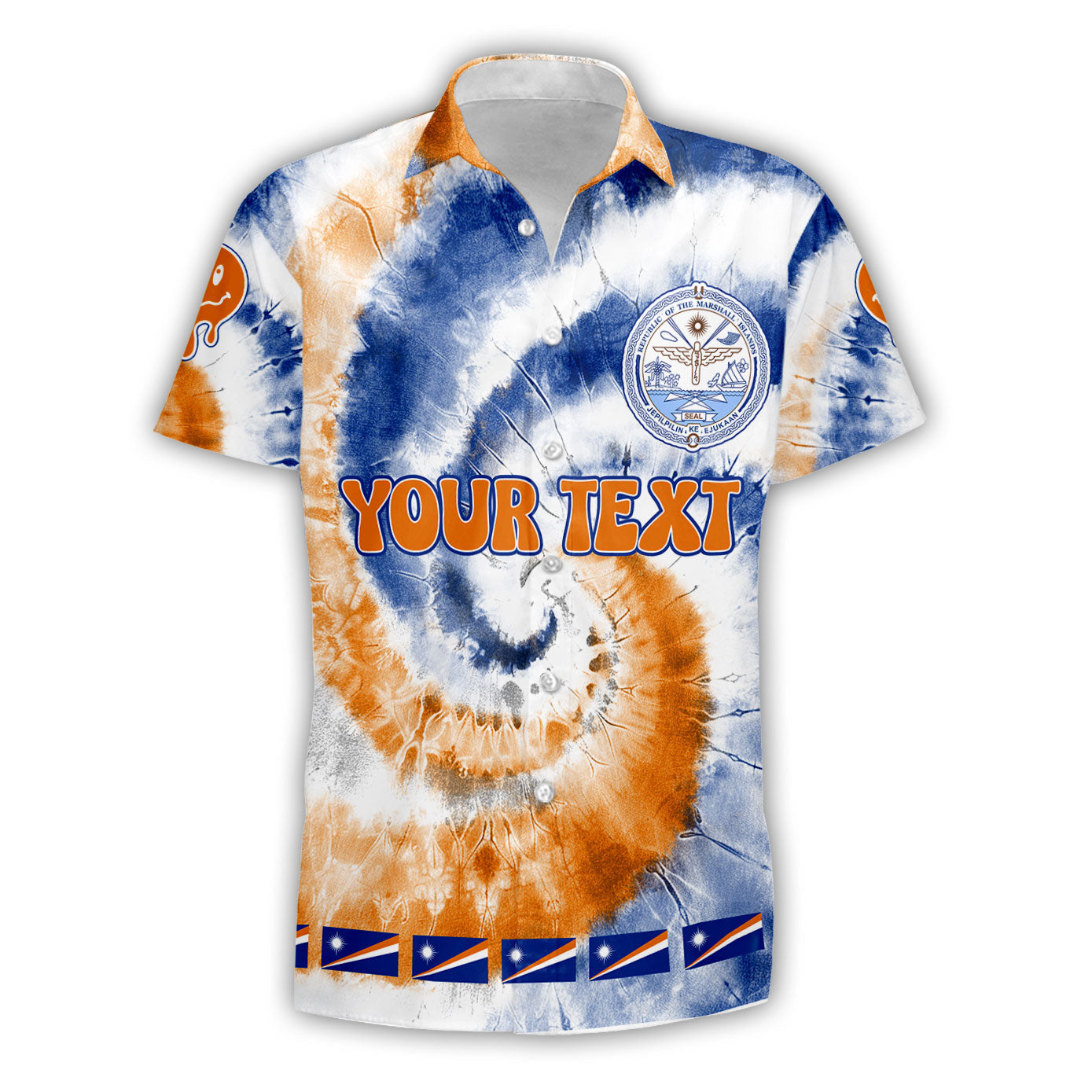 Marshall Islands Short Sleeve Shirt Custom Tie Dye Style 1