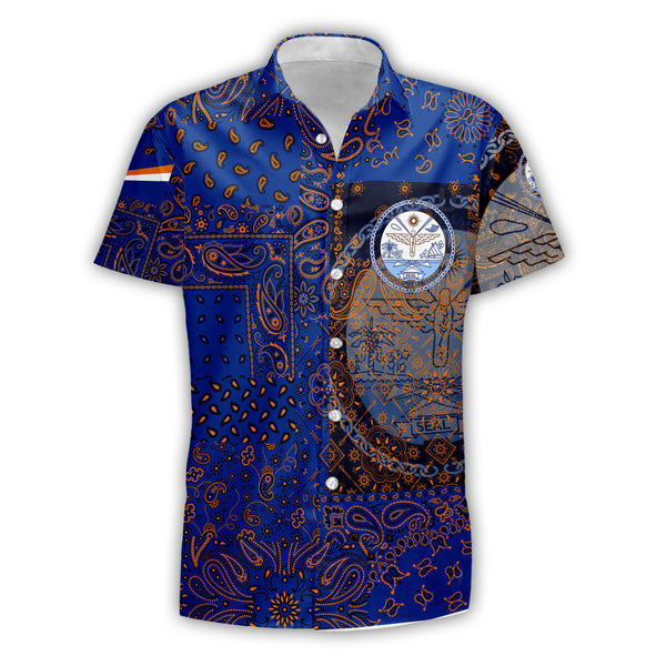 Marshall Islands Short Sleeve Shirt Paisley Flag And Skull Style 1