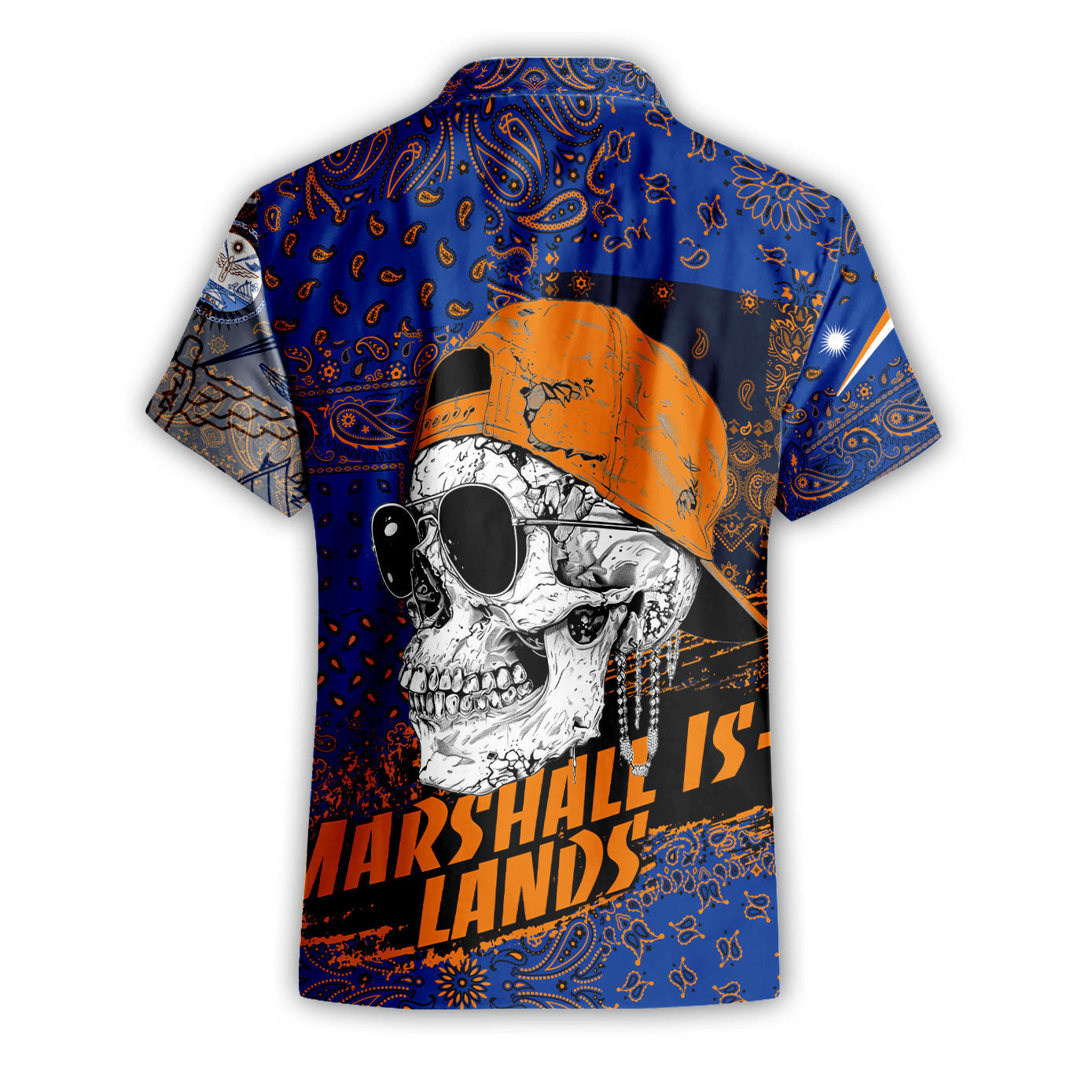 Marshall Islands Short Sleeve Shirt Paisley Flag And Skull Style 2