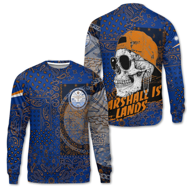 Marshall Islands Sweatshirt Paisley Flag And Skull Style 1