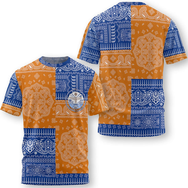 Marshall Islands T Shirt Flag And Paisley Basic Style 1