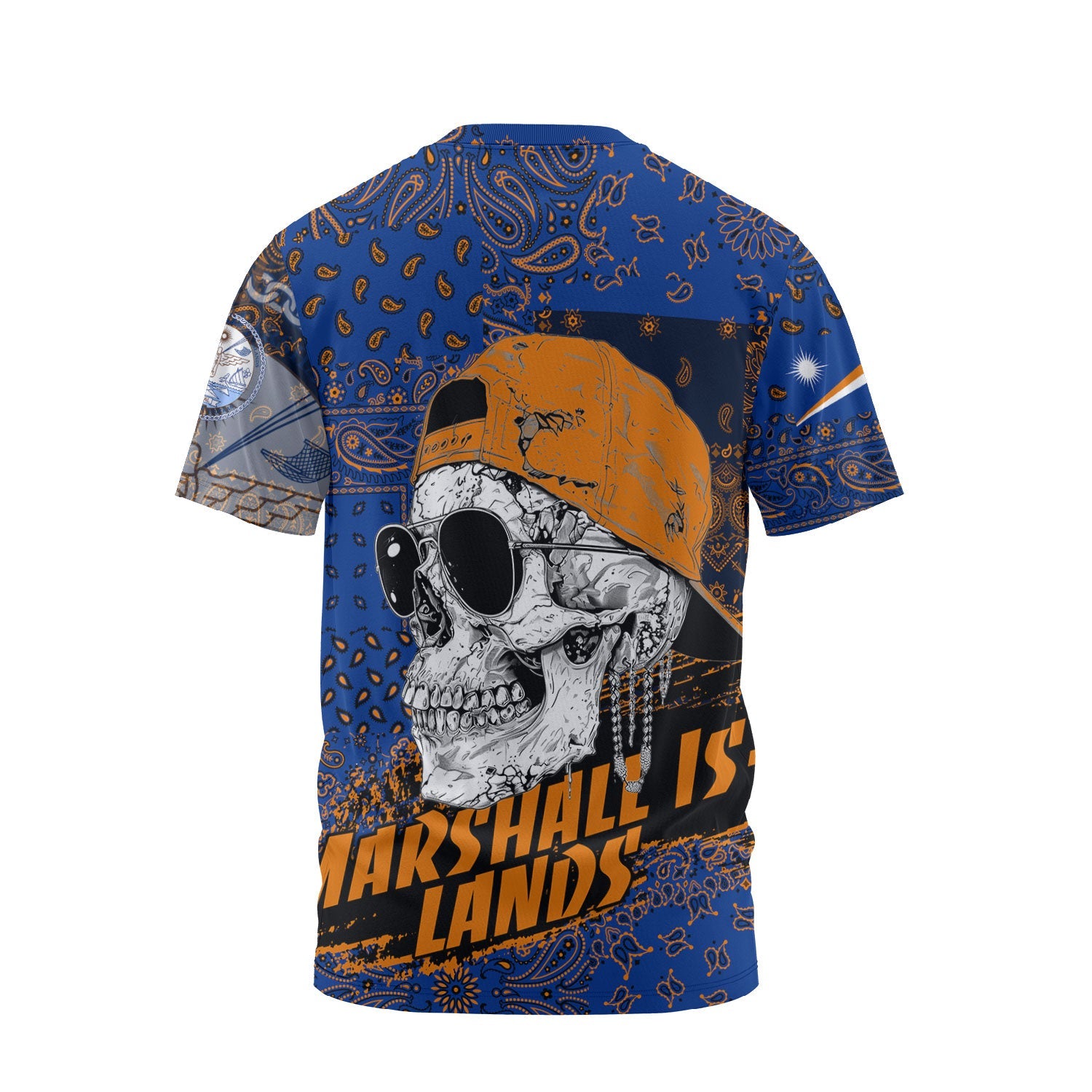 Marshall Islands T Shirt Paisley Flag And Skull Style 2