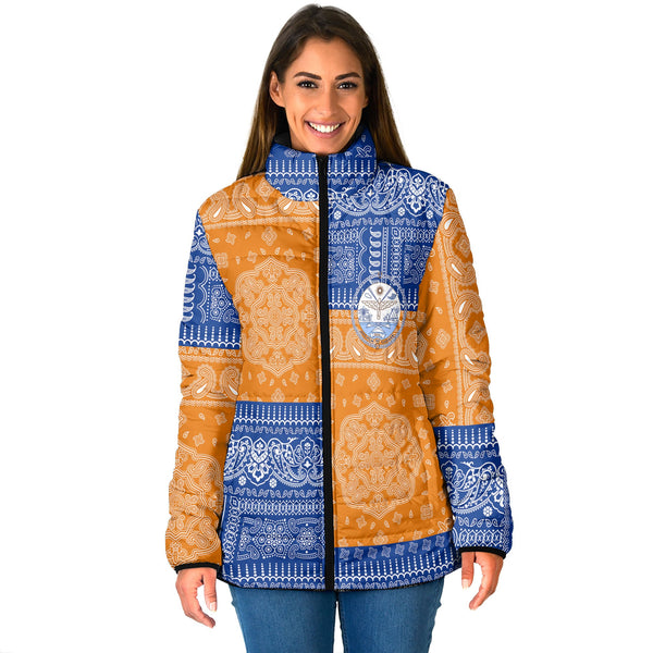 Marshall Islands Women Padded Jacket Flag And Paisley Basic Style 1