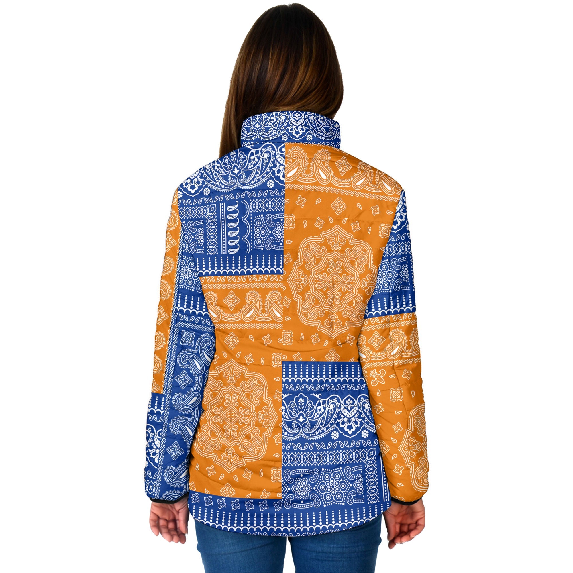 Marshall Islands Women Padded Jacket Flag And Paisley Basic Style 2