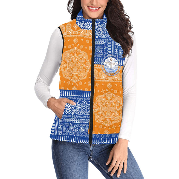 Marshall Islands Women Padded Jacket Vest Flag And Paisley Basic Style 1