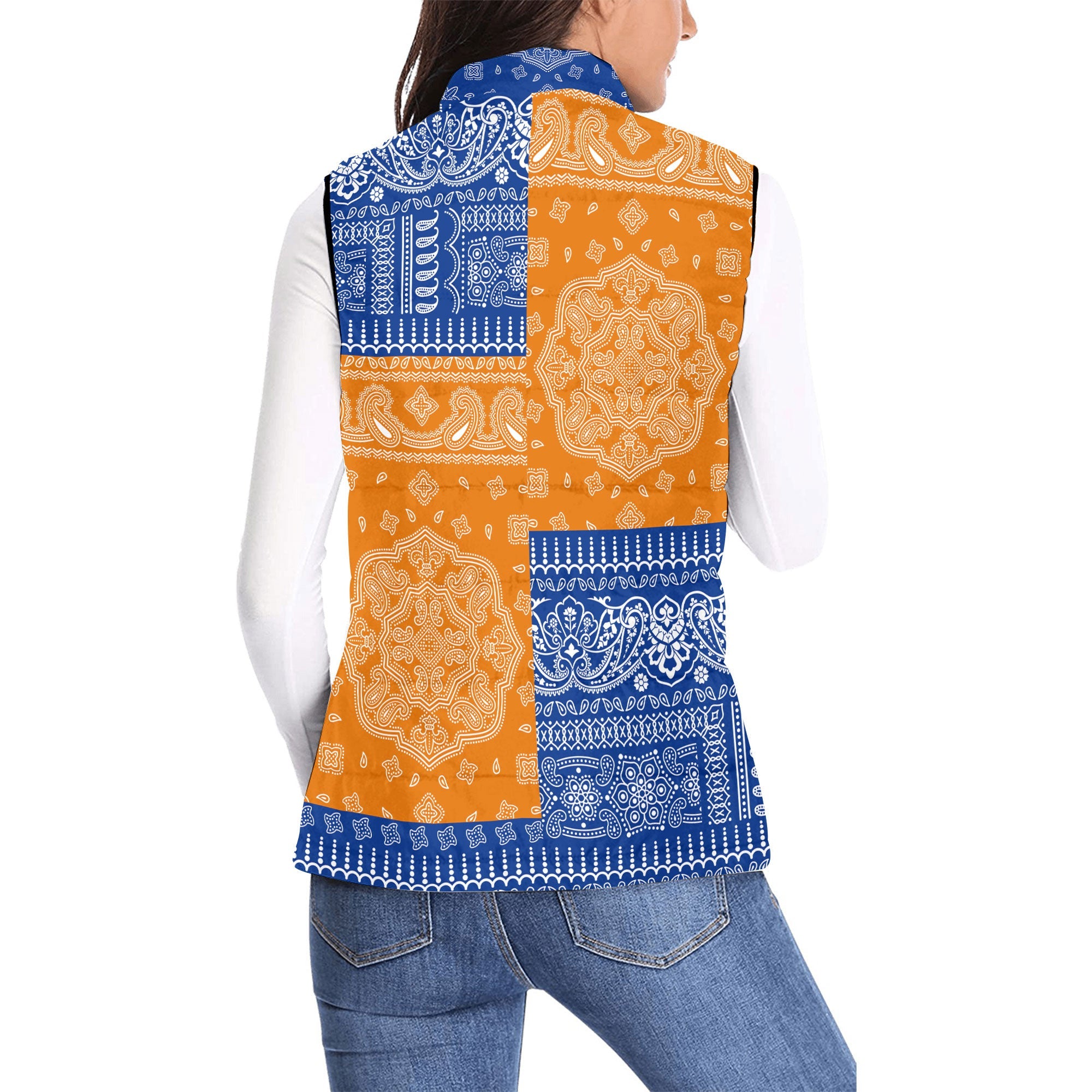 Marshall Islands Women Padded Jacket Vest Flag And Paisley Basic Style 2