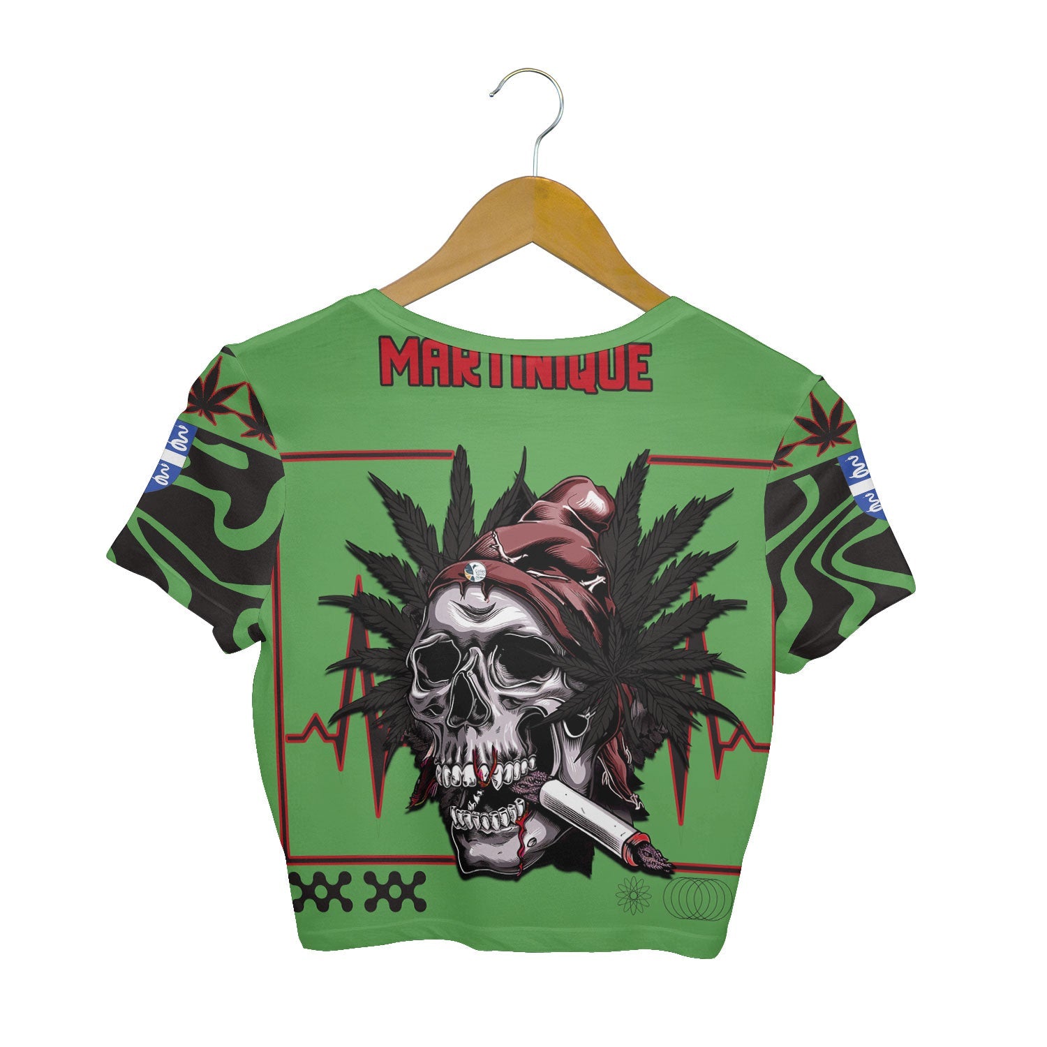 Martinique Crop Top T Shirt Flag & Coat Of Arms Marijuanas Style