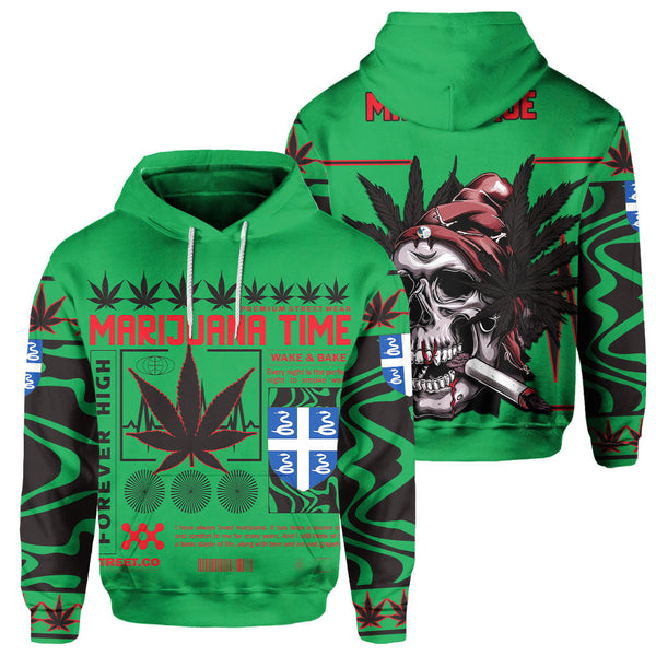 Martinique Hoodie Flag & Coat Of Arms Marijuanas Style