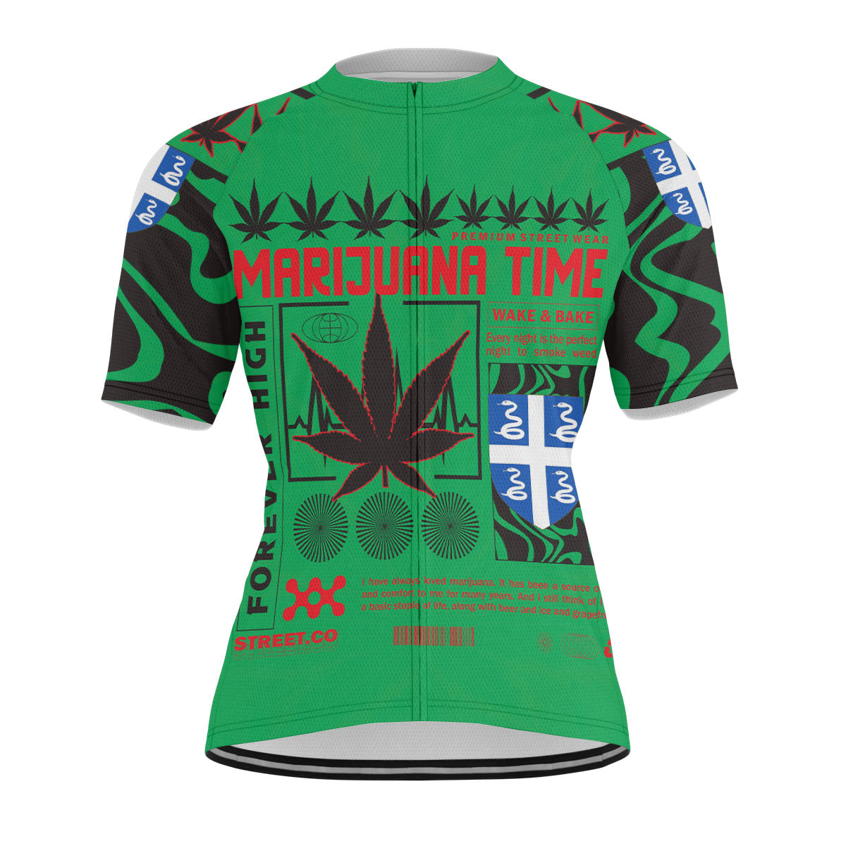 Martinique Men's Cycling Jersey Flag & Coat Of Arms Marijuanas Style