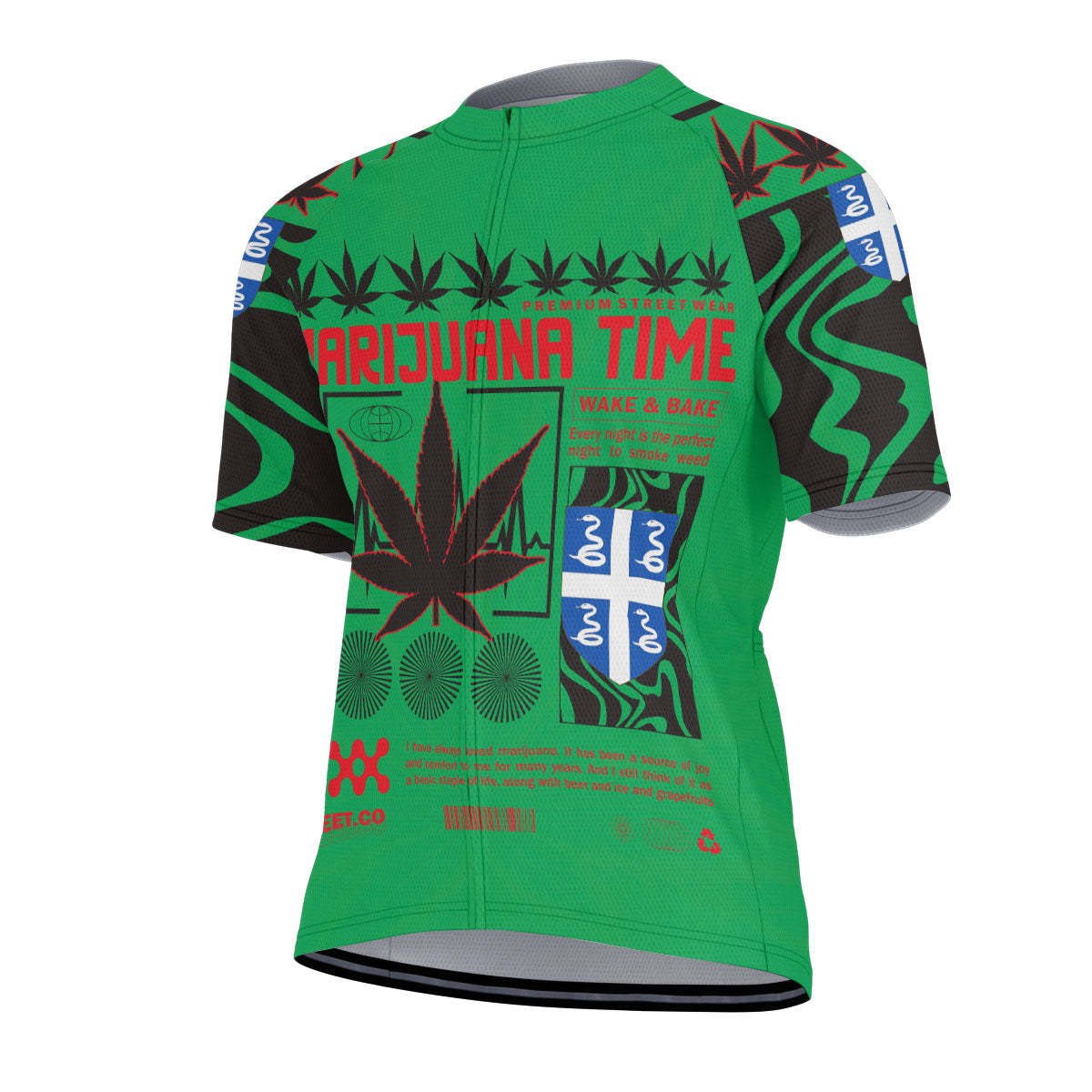 Martinique Men's Cycling Jersey Flag & Coat Of Arms Marijuanas Style