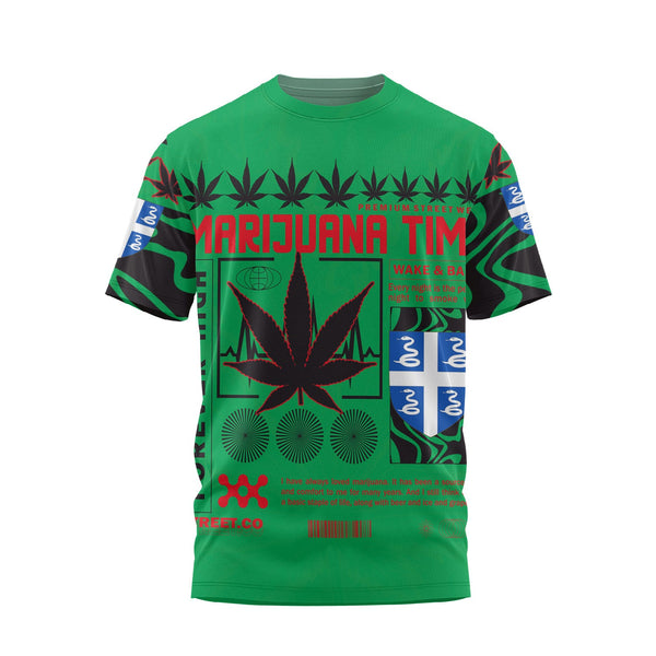 Martinique T Shirt Flag & Coat Of Arms Marijuanas Style