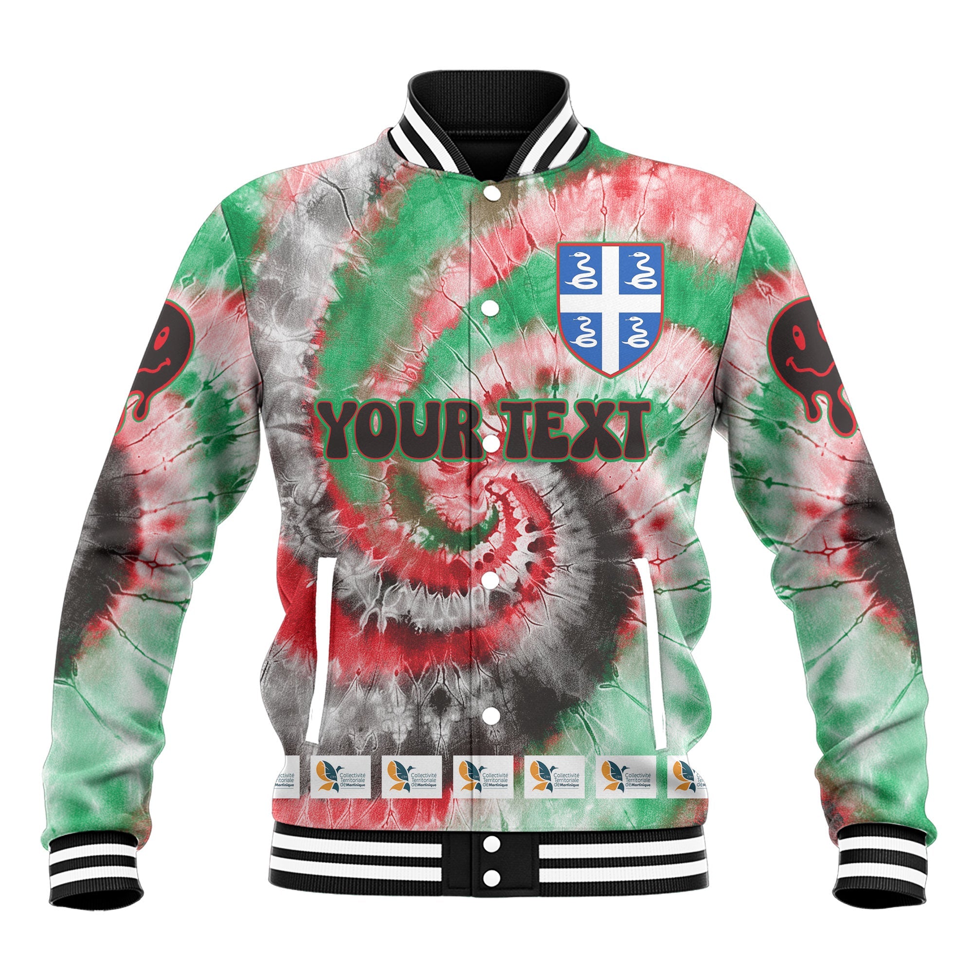 Martinique Baseball Jacket Custom Tie Dye Style 2