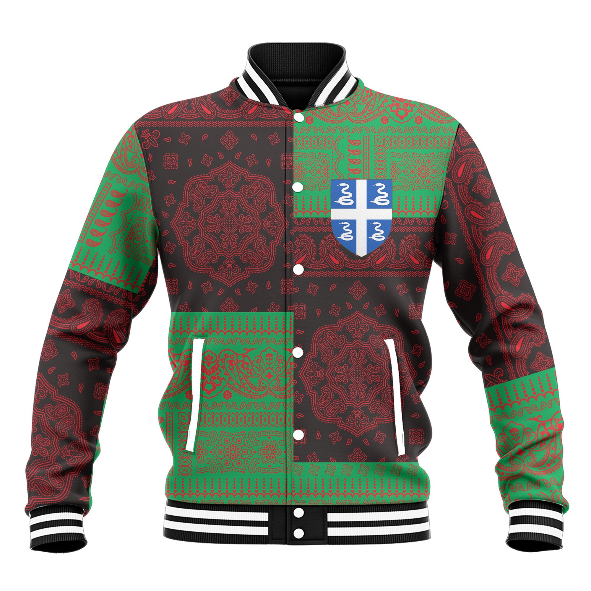 Martinique Baseball Jacket Flag And Paisley Basic Style 2