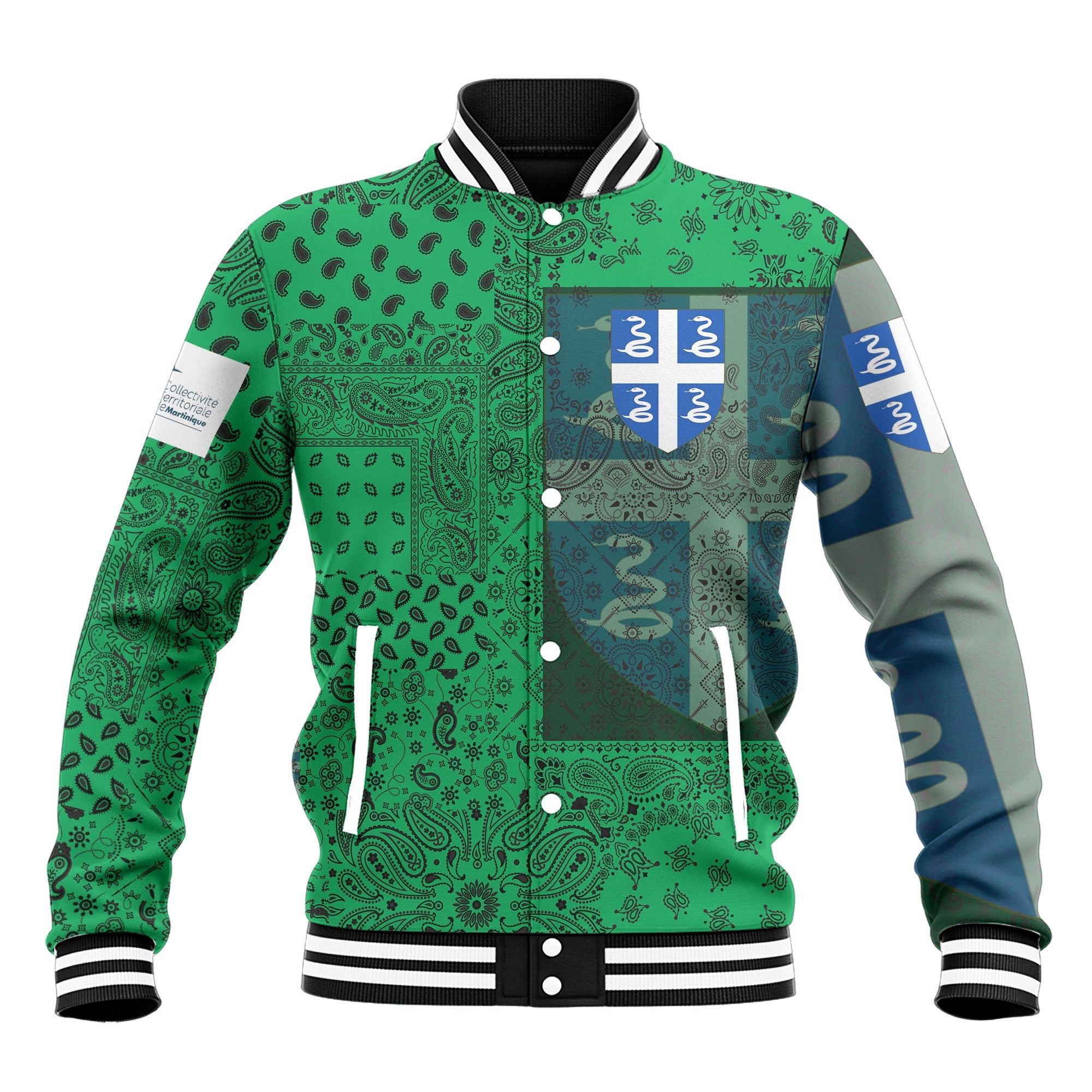 Martinique Baseball Jacket Paisley Flag And Skull Style 2