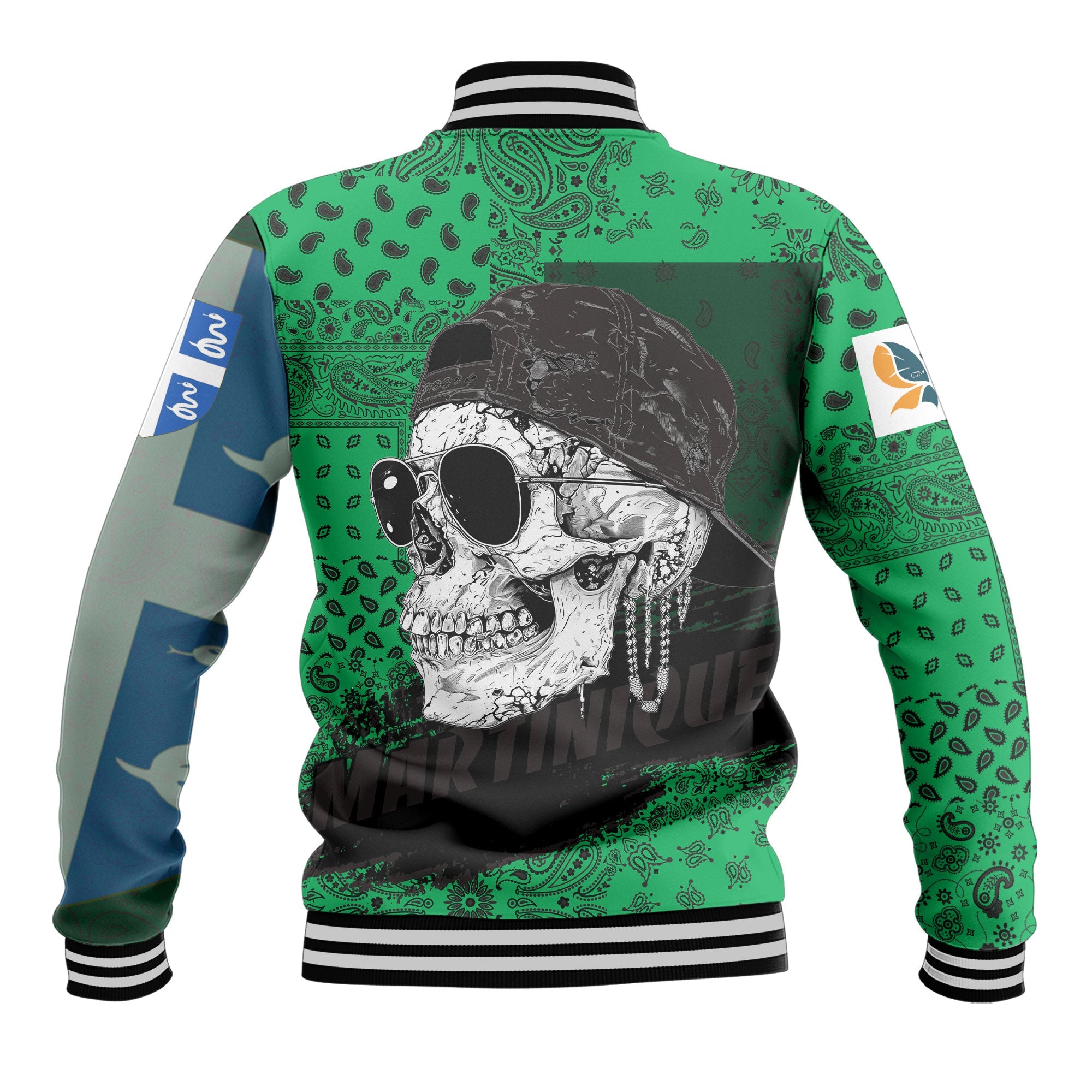 Martinique Baseball Jacket Paisley Flag And Skull Style 3