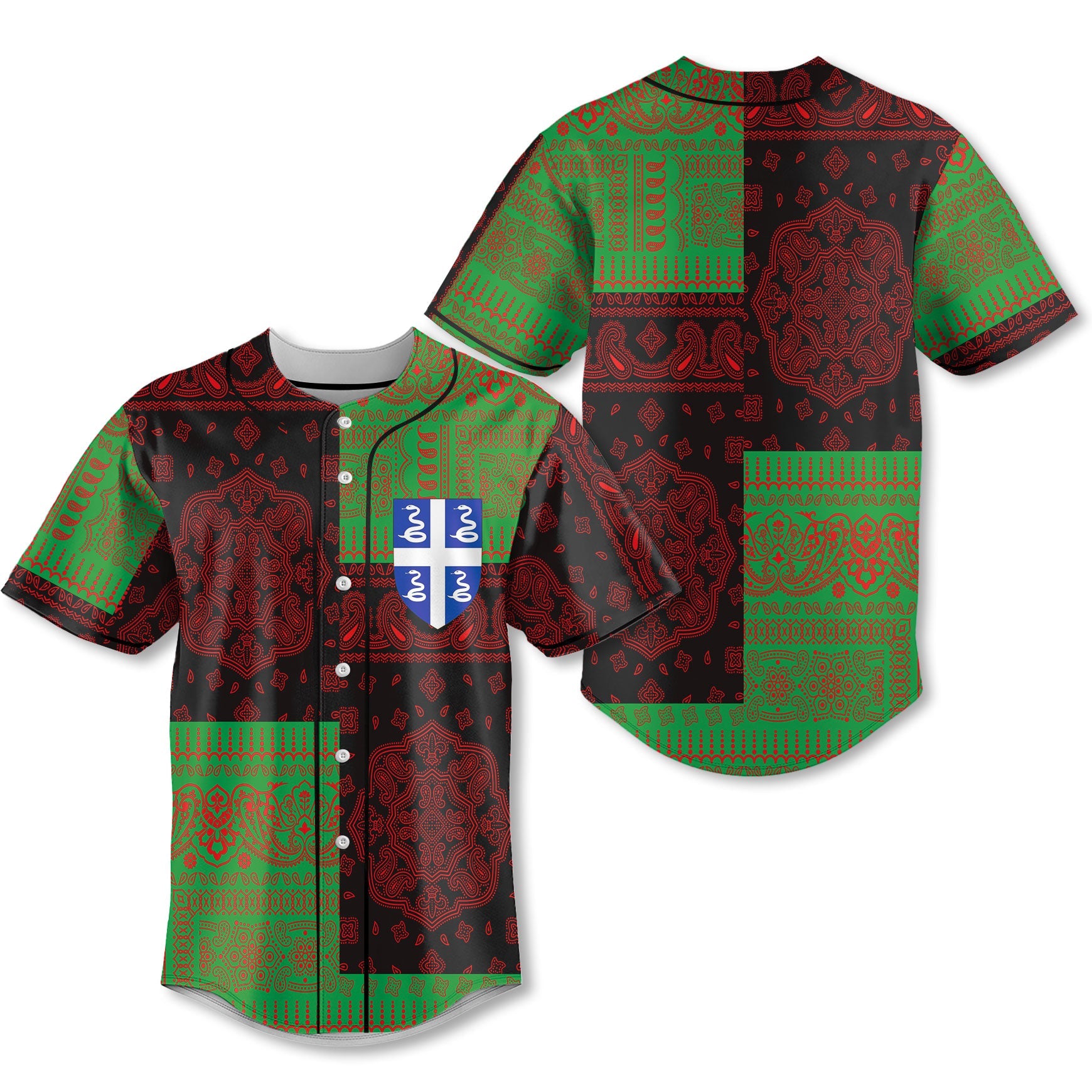 Martinique Baseball Jersey Flag And Paisley Basic Style 1