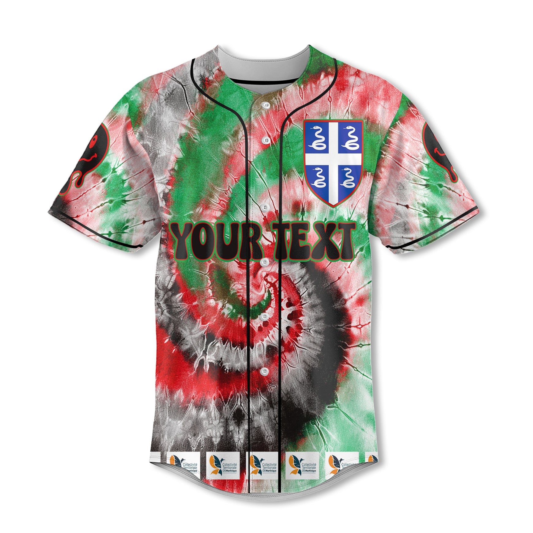 Martinique Baseball Jersey Custom Tie Dye Style 2