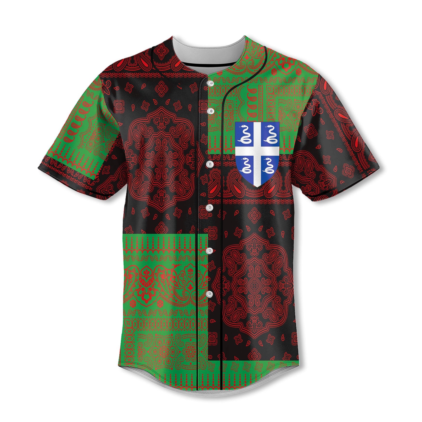 Martinique Baseball Jersey Flag And Paisley Basic Style 2