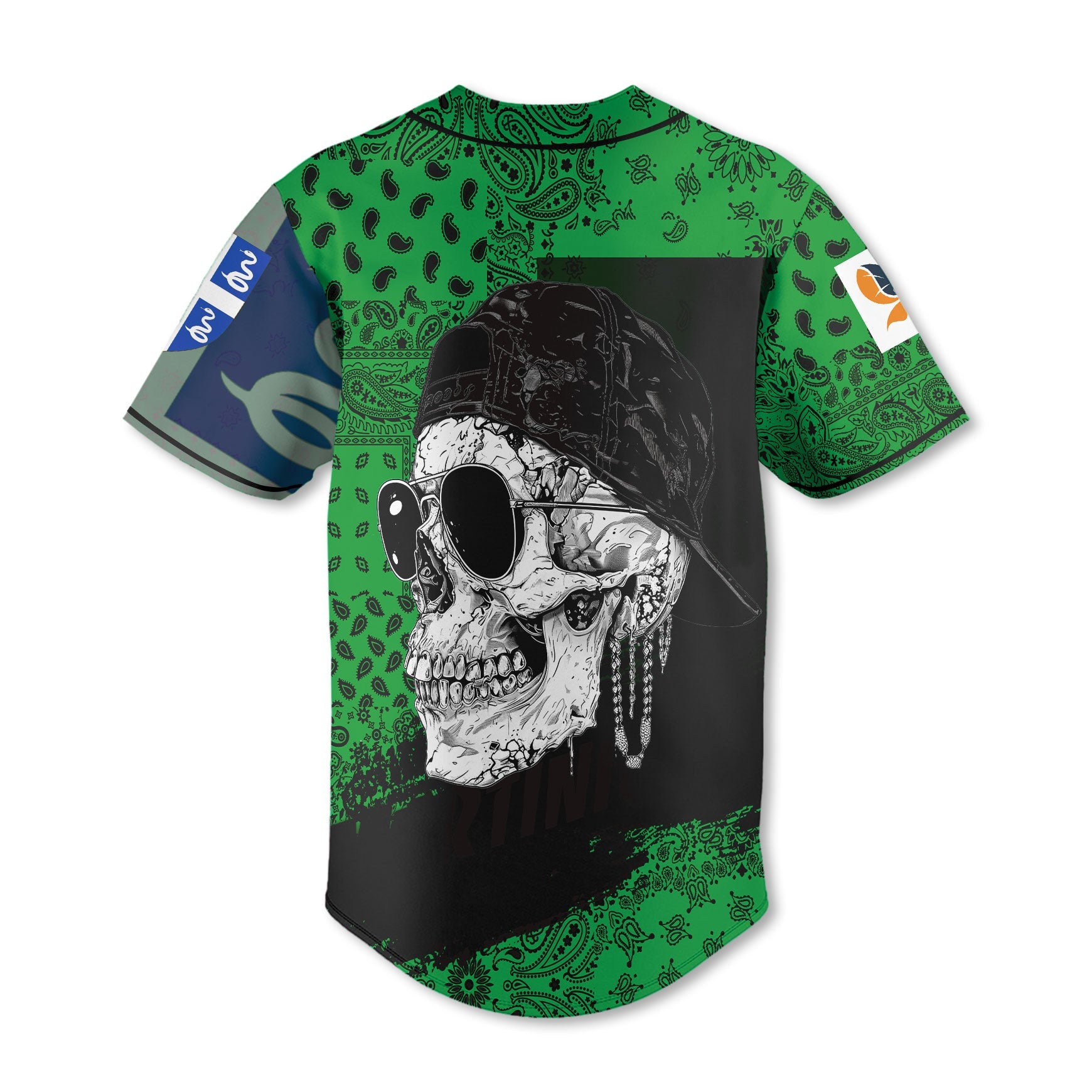 Martinique Baseball Jersey Paisley Flag And Skull Style 3