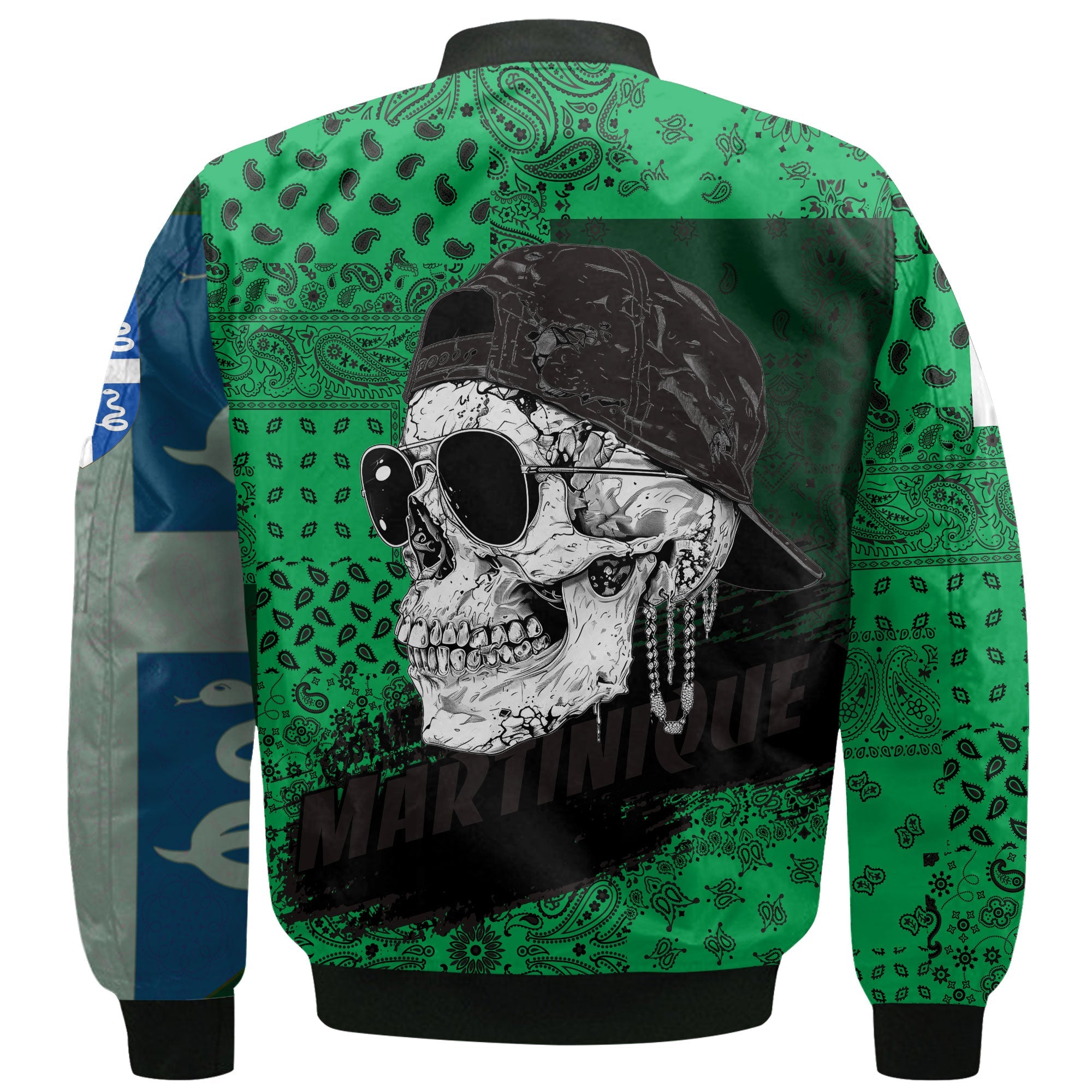 Martinique Bomber Jacket Paisley Flag And Skull Style 3