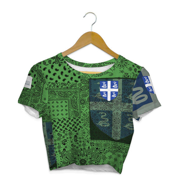 Martinique Croptop T Shirt Paisley Flag And Skull Style 1