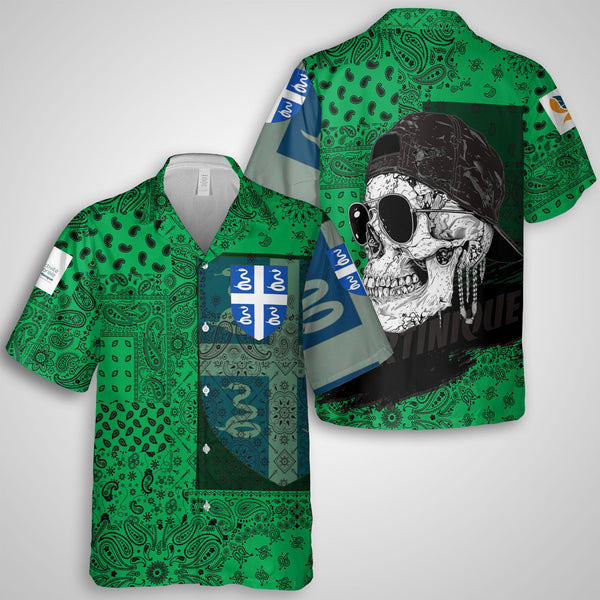 Martinique Hawaiian Shirt Paisley Flag And Skull Style 1