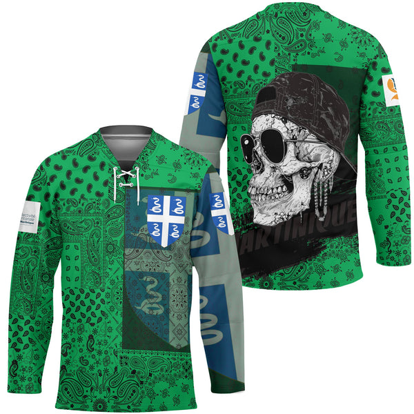 Martinique Hockey Jersey Paisley Flag And Skull Style 1