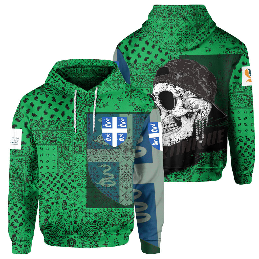 Martinique Hoodie Paisley Flag And Skull Style 1