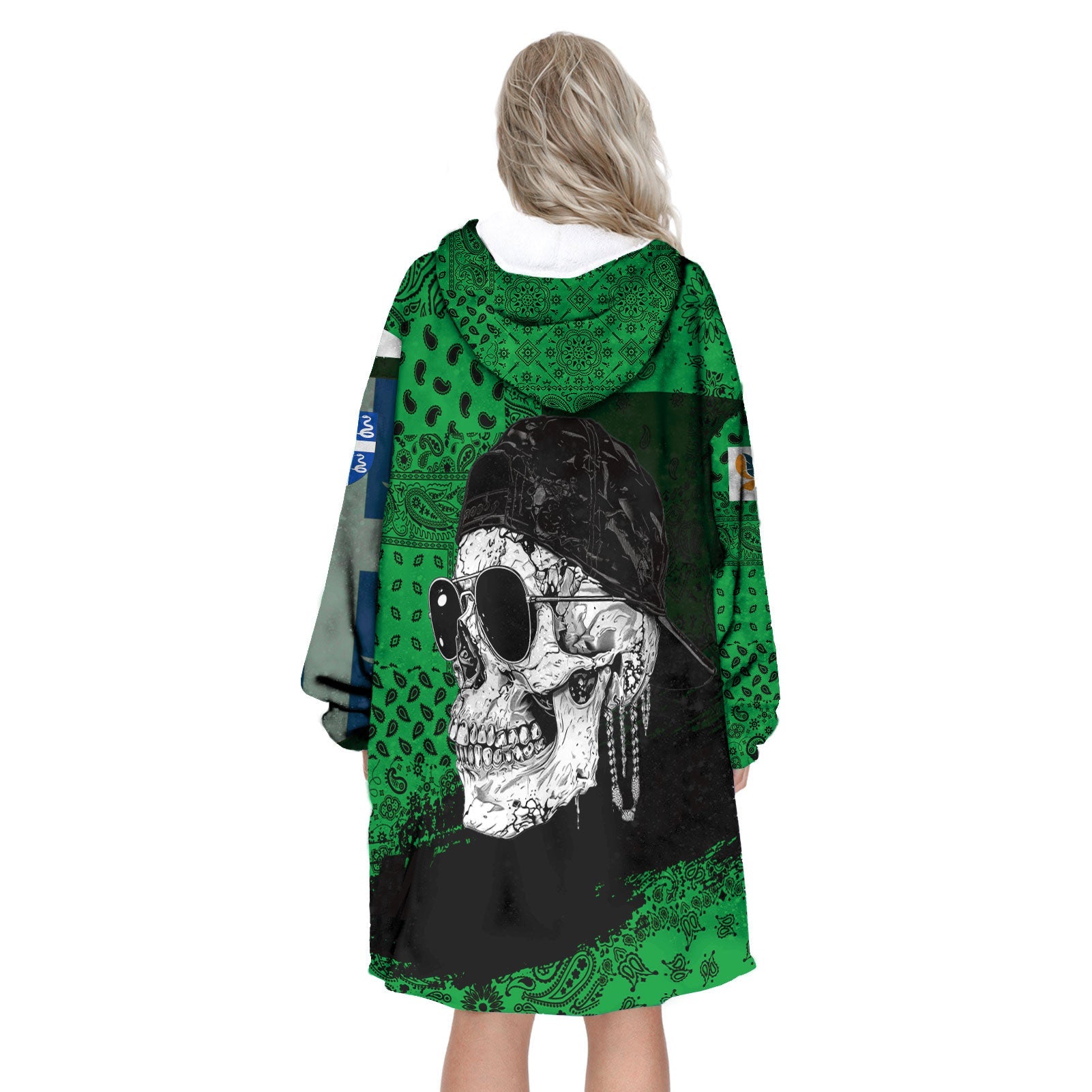 Martinique Hoodie Blanket Paisley Flag And Skull Style 3