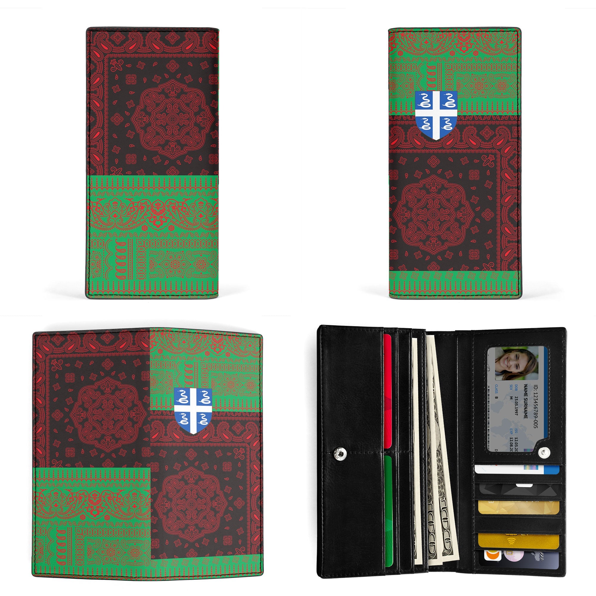 Martinique Leather Wallet Flag And Paisley Basic Style 3