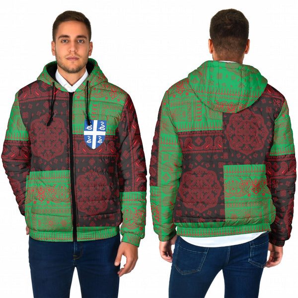 Martinique Men Hooded Padded Jacket Flag And Paisley Basic Style 1