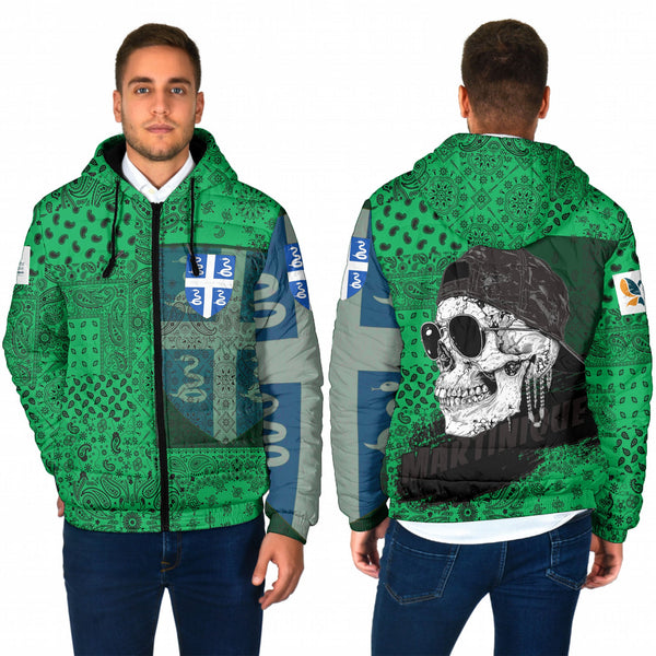 Martinique Men Hooded Padded Jacket Paisley Flag And Skull Style 1