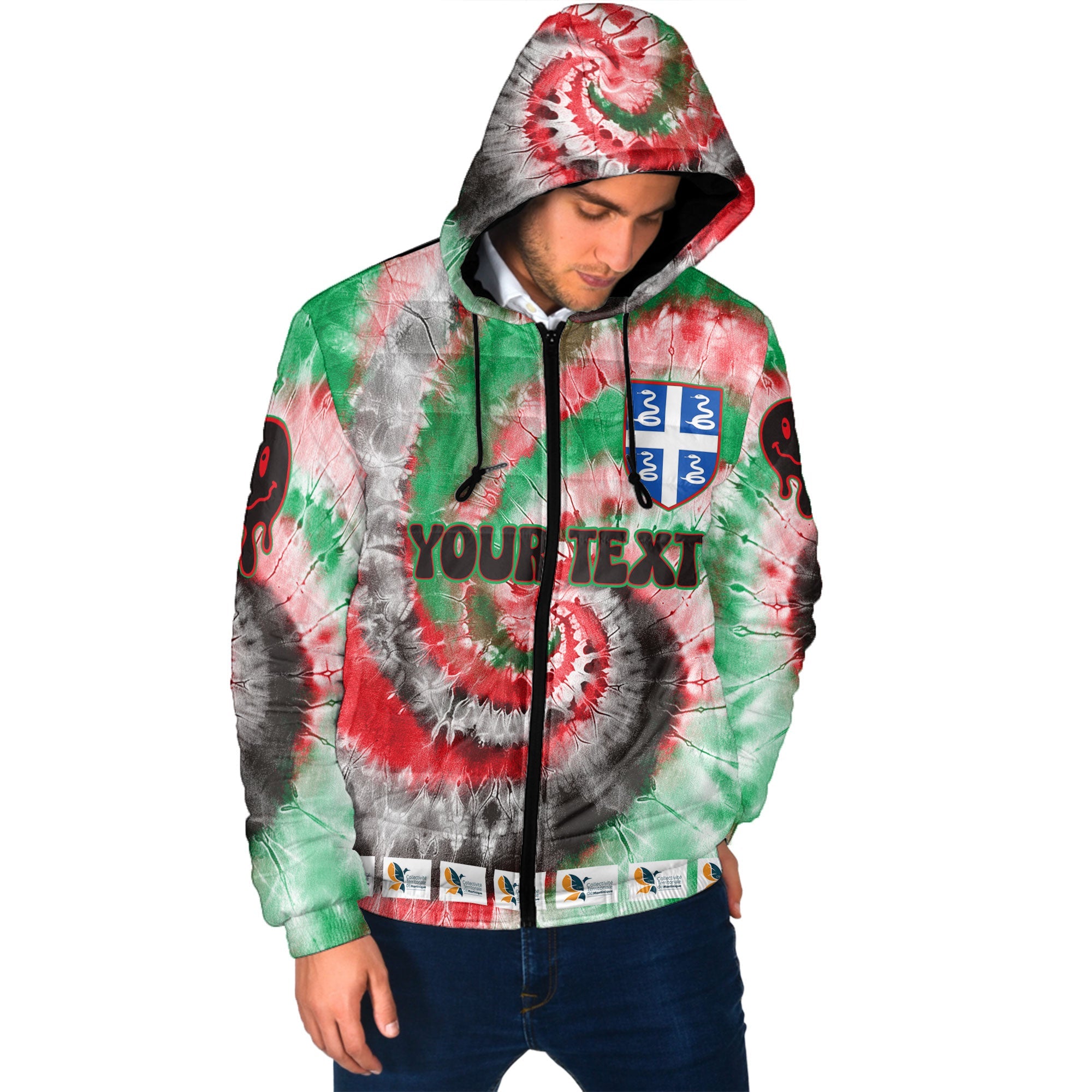 Martinique Men Hooded Padded Jacket Custom Tie Dye Style 2