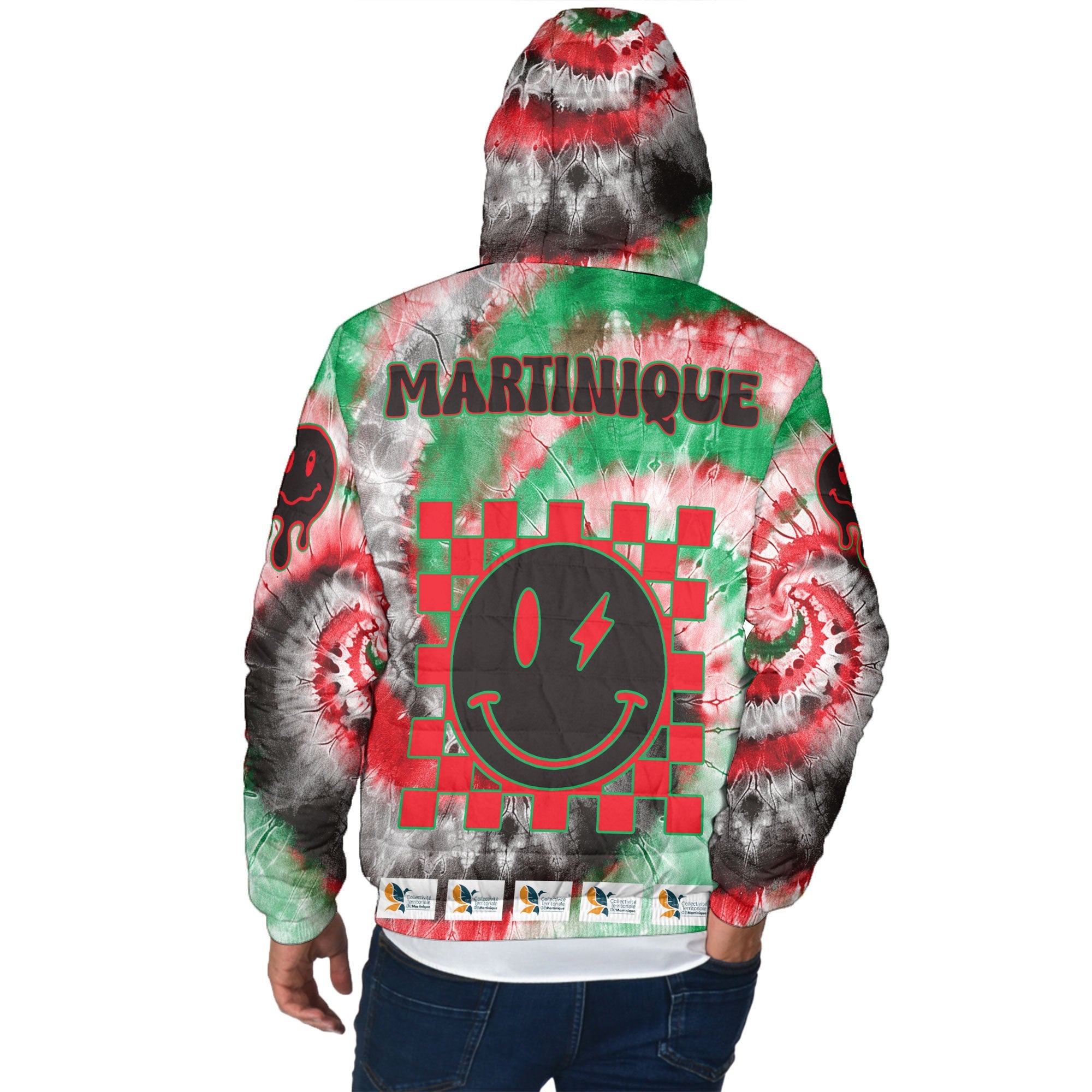 Martinique Men Hooded Padded Jacket Custom Tie Dye Style 3