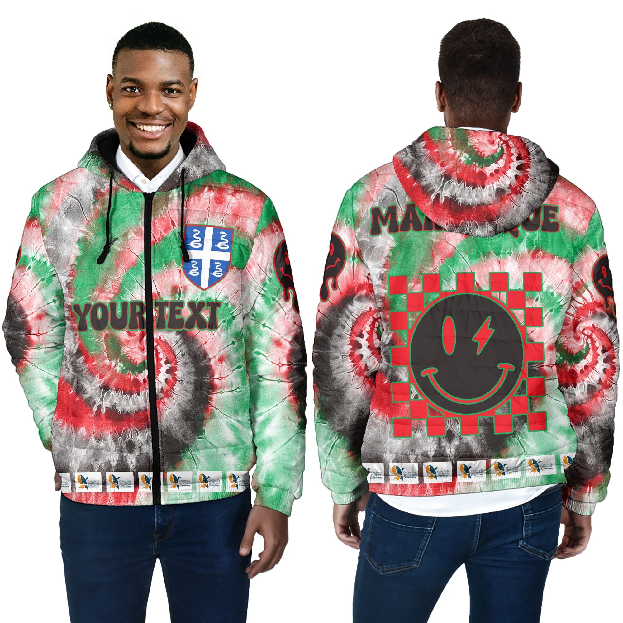 Martinique Men Hooded Padded Jacket Custom Tie Dye Style 4