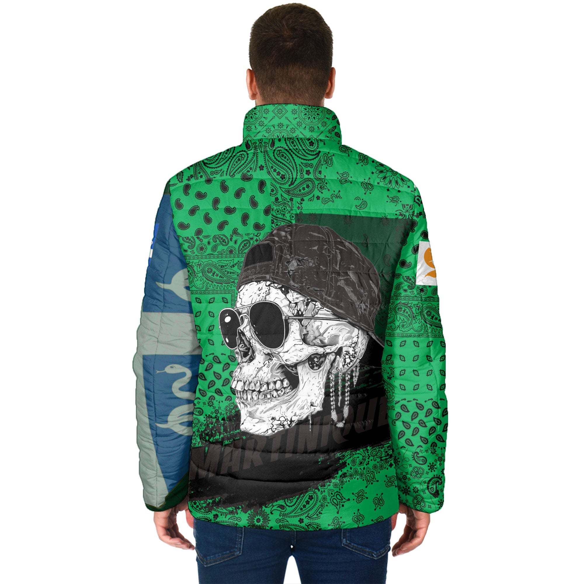 Martinique Men Padded Jacket Paisley Flag And Skull Style 2