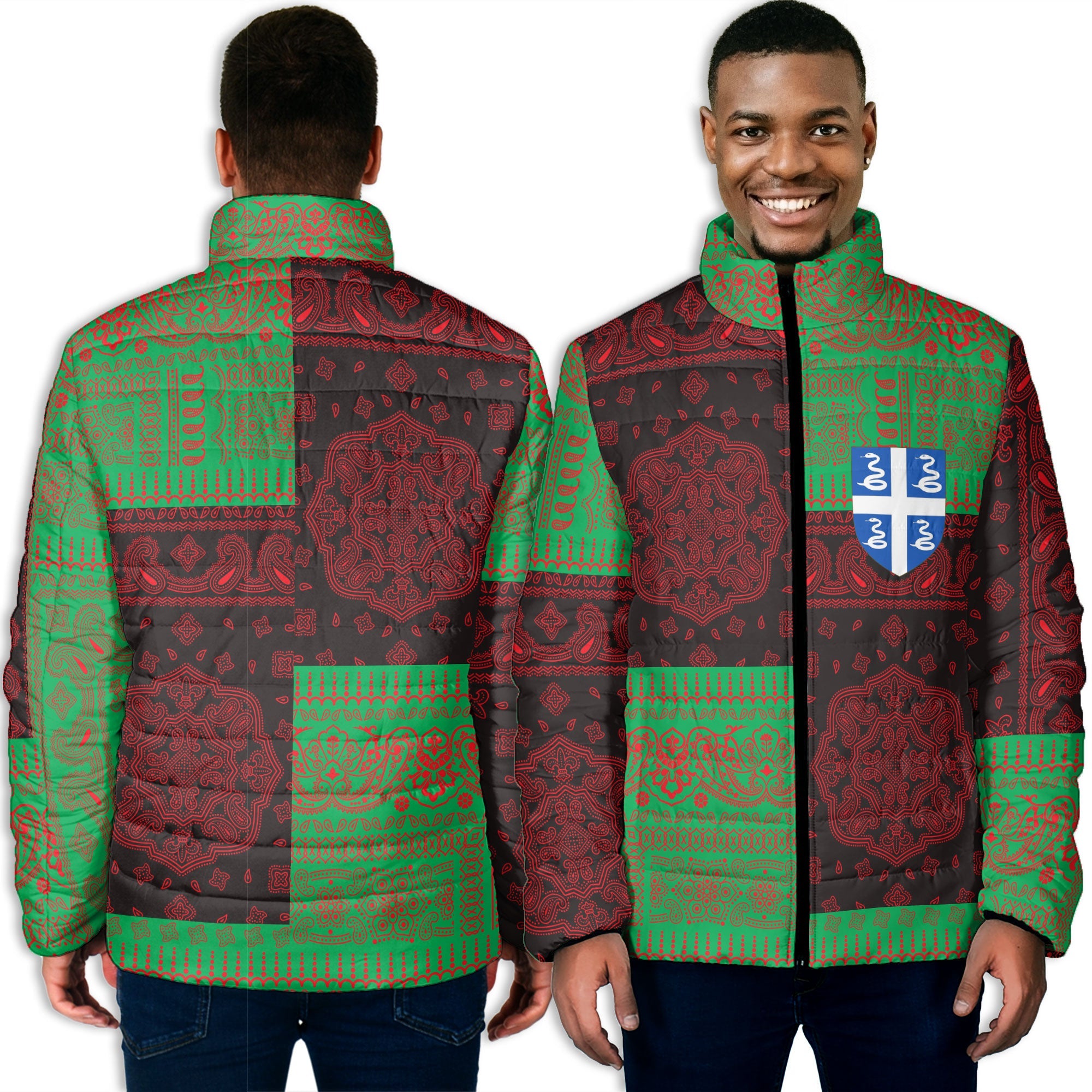 Martinique Men Padded Jacket Flag And Paisley Basic Style 3