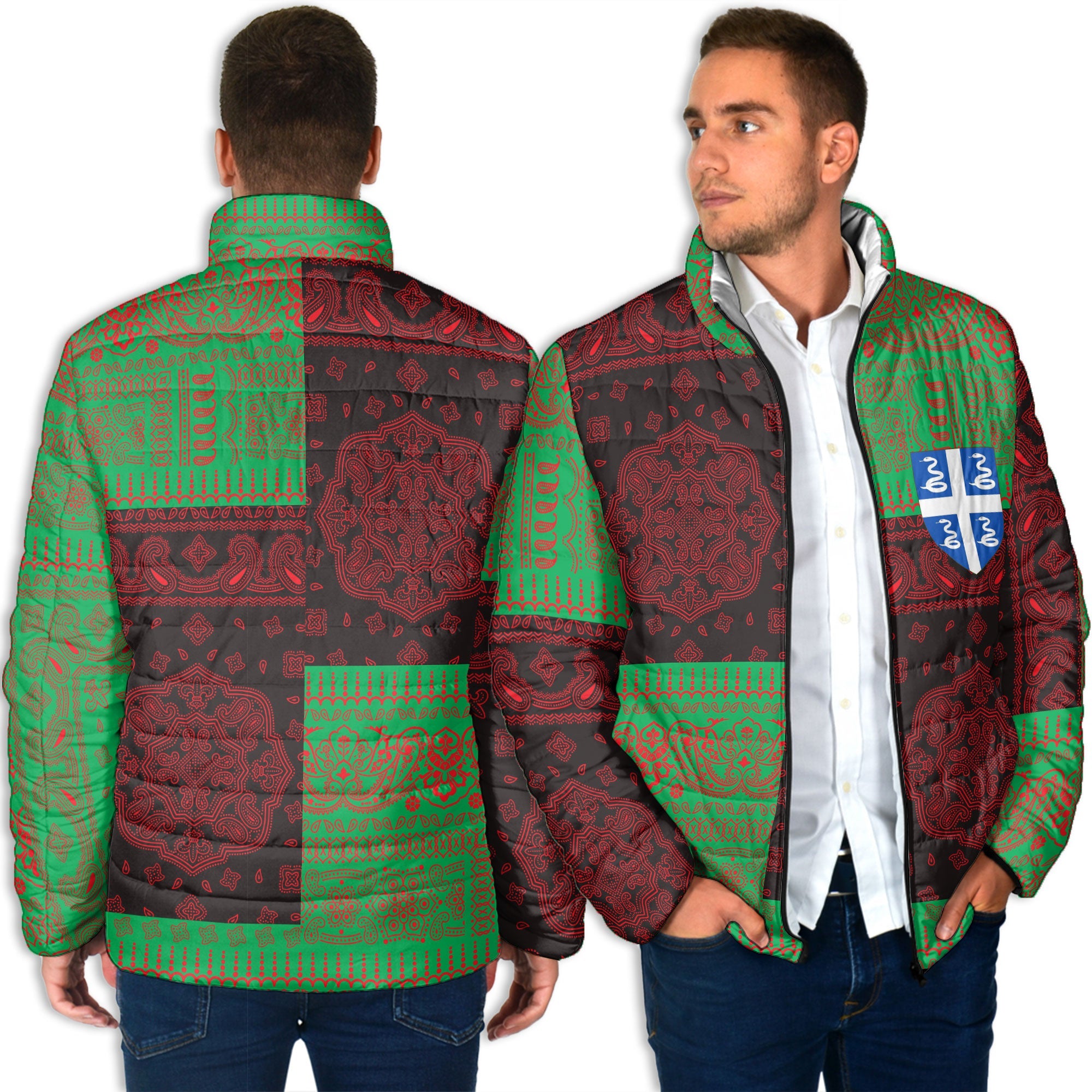 Martinique Men Padded Jacket Flag And Paisley Basic Style 4