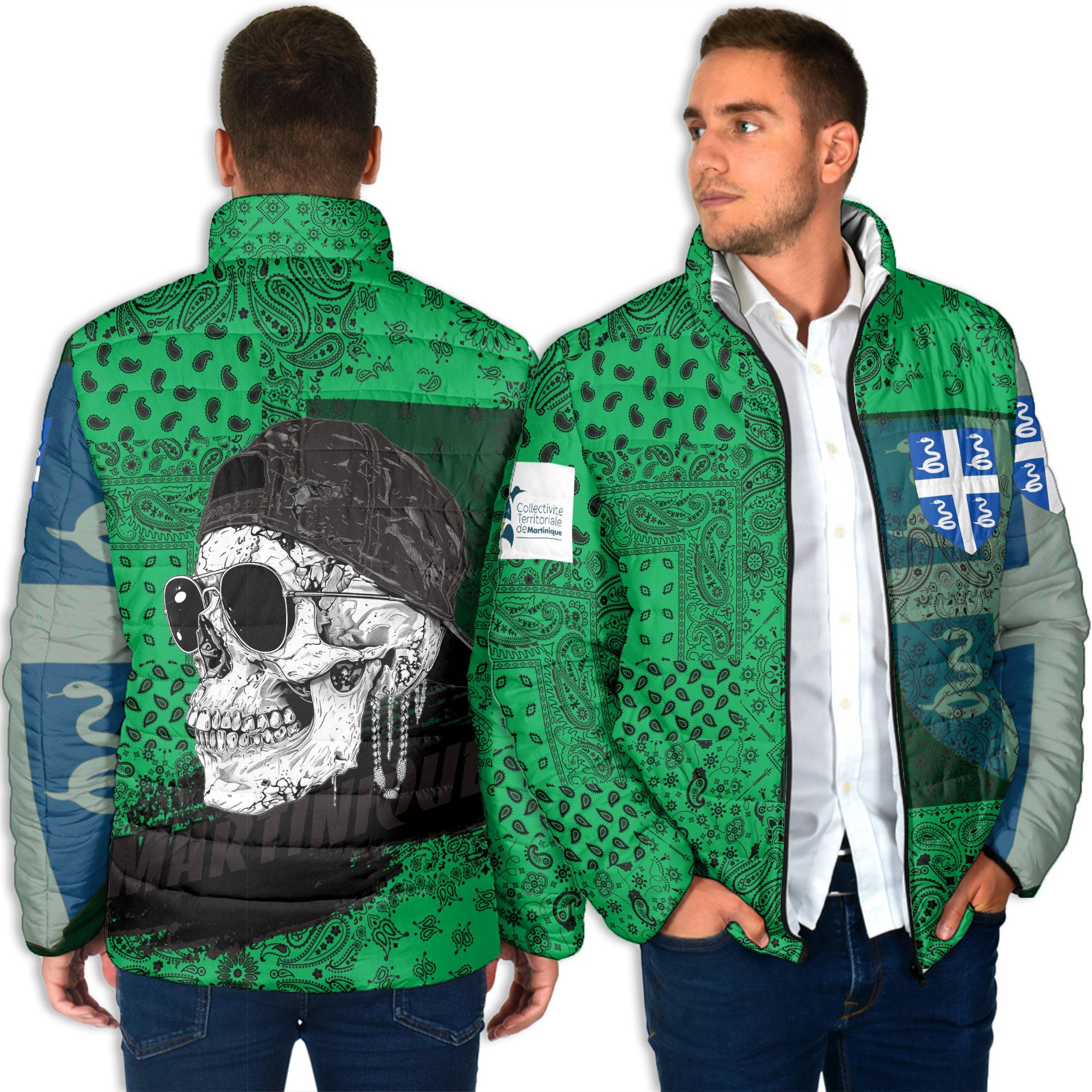 Martinique Men Padded Jacket Paisley Flag And Skull Style 4