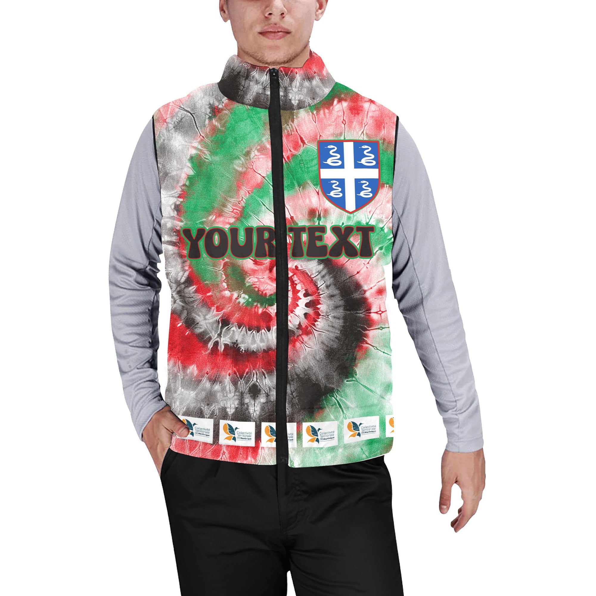 Martinique Men Padded Jacket Vest Custom Tie Dye Style 1