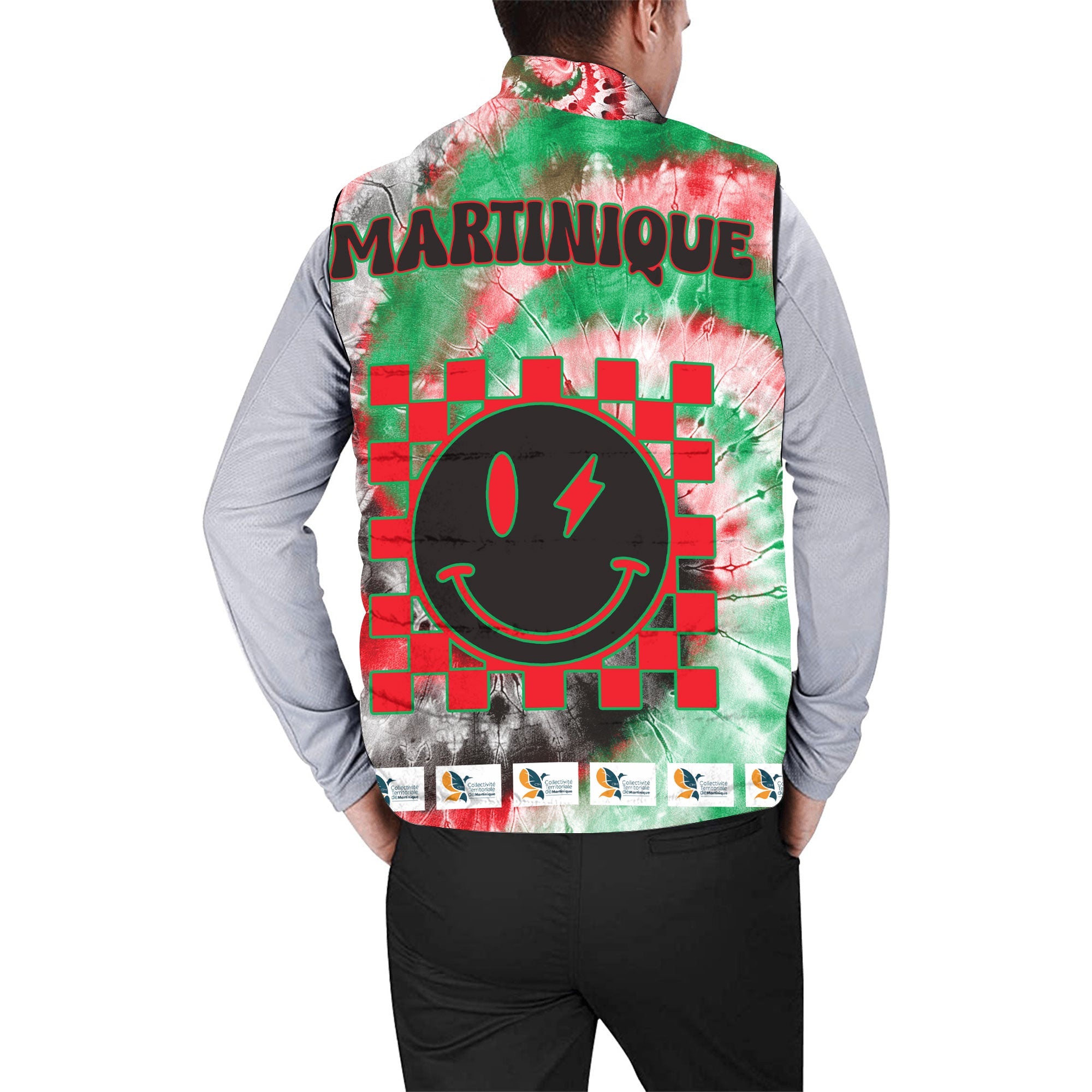 Martinique Men Padded Jacket Vest Custom Tie Dye Style 2