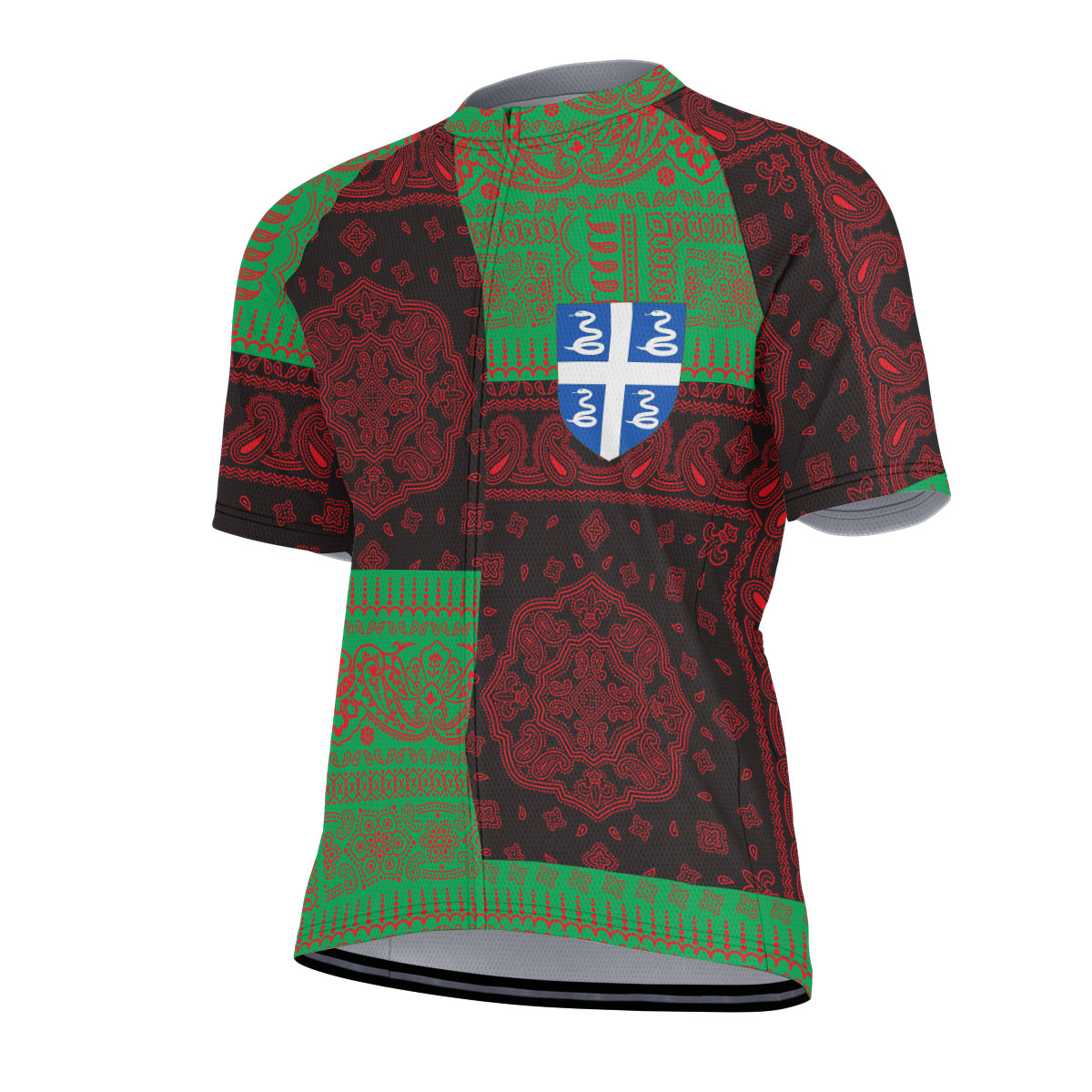 Martinique Men Cycling Jersey Flag And Paisley Basic Style 2