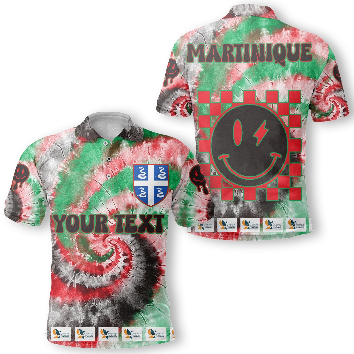 Martinique Polo Shirt Custom Tie Dye Style 1