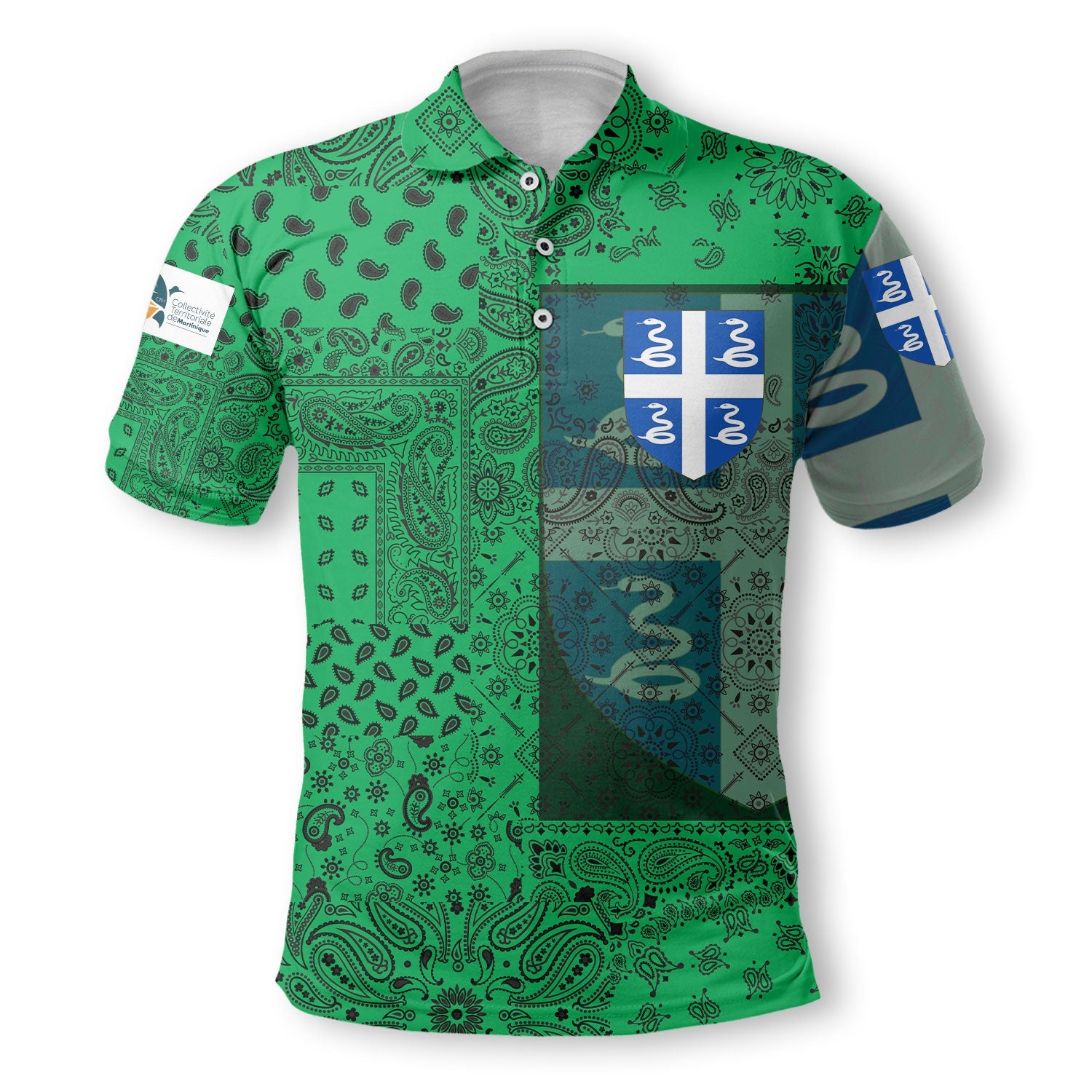 Martinique Polo Shirt Paisley Flag And Skull Style 2