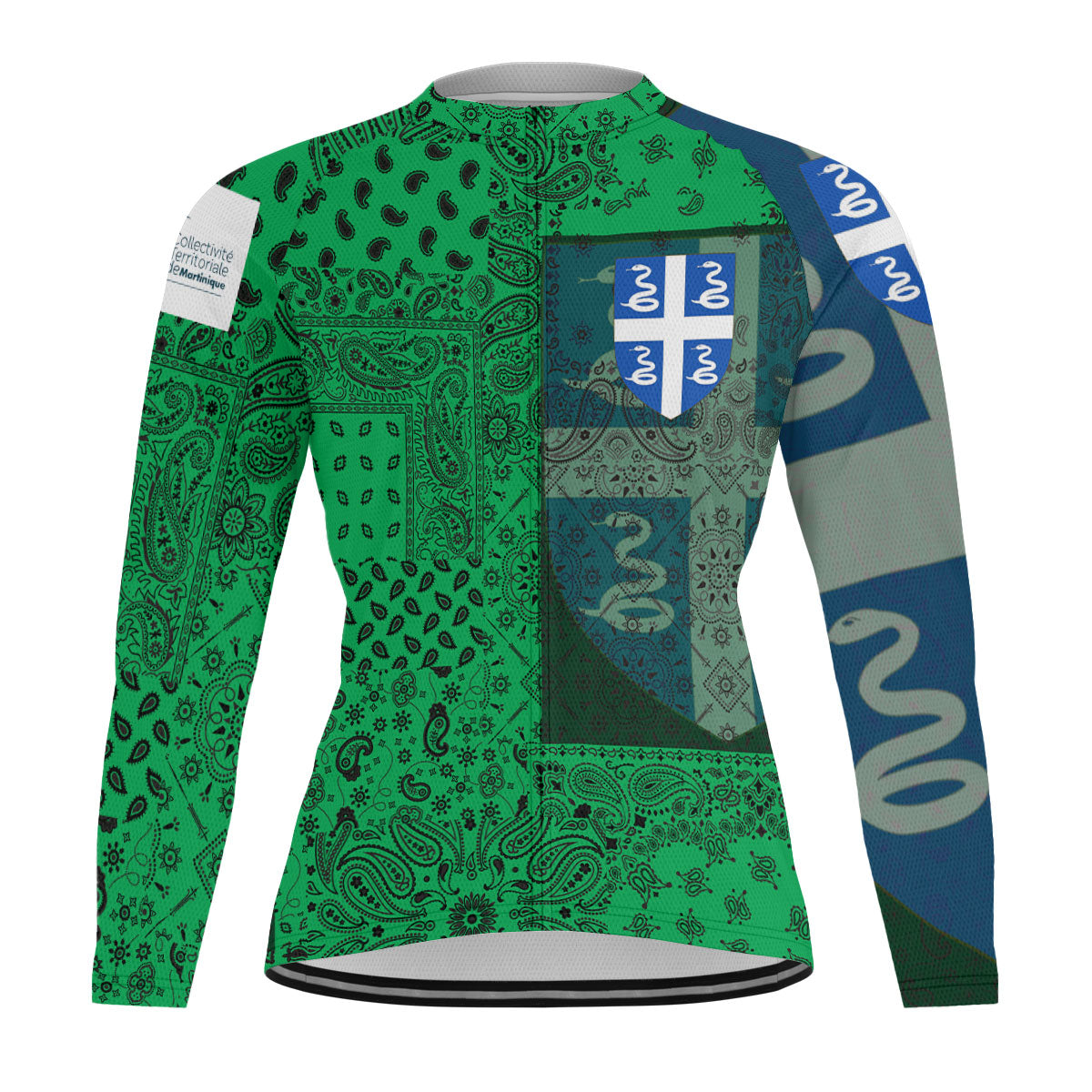 Martinique Raglan Men Cycling Jersey Long Sleeve Paisley Flag And Skull Style 1