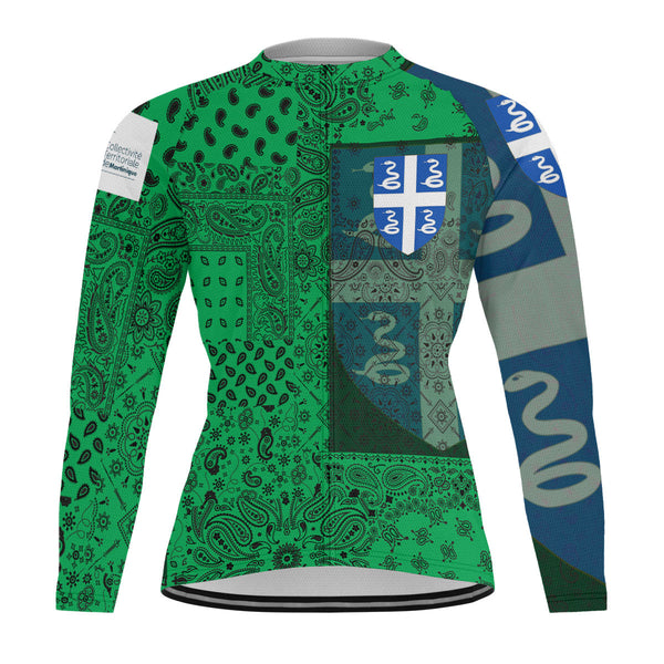 Martinique Raglan Men Cycling Jersey Long Sleeve Paisley Flag And Skull Style 1